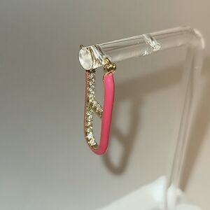 Emma Pills THE OG Earings Pink Enamel on Gold Clear Crystals One earing only New
